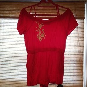 Red romper.  So pretty and dressy!